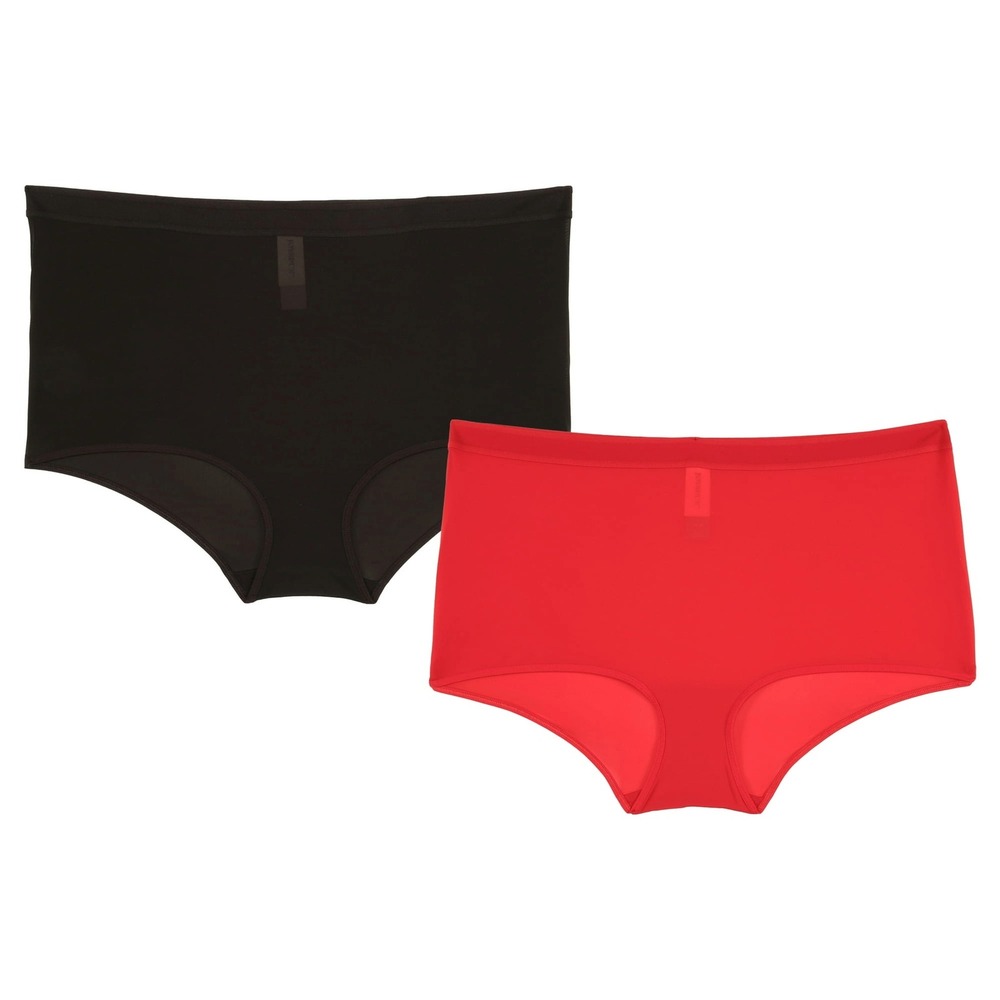 Joyspun Women's‎ Hosiery Boyshort 2 Pack Red Black Underwear Size Small 4-6